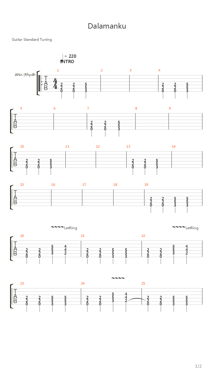 Dalamanku吉他谱