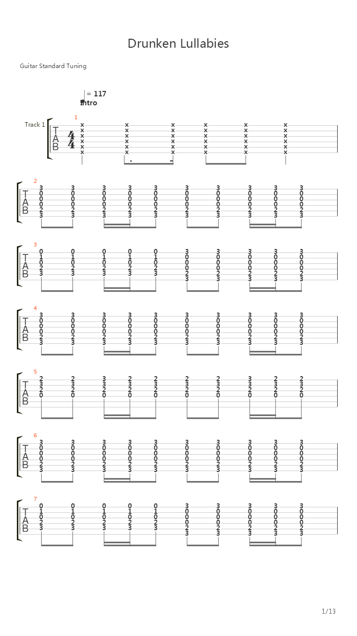 Drunken Lullabies Acoustic吉他谱