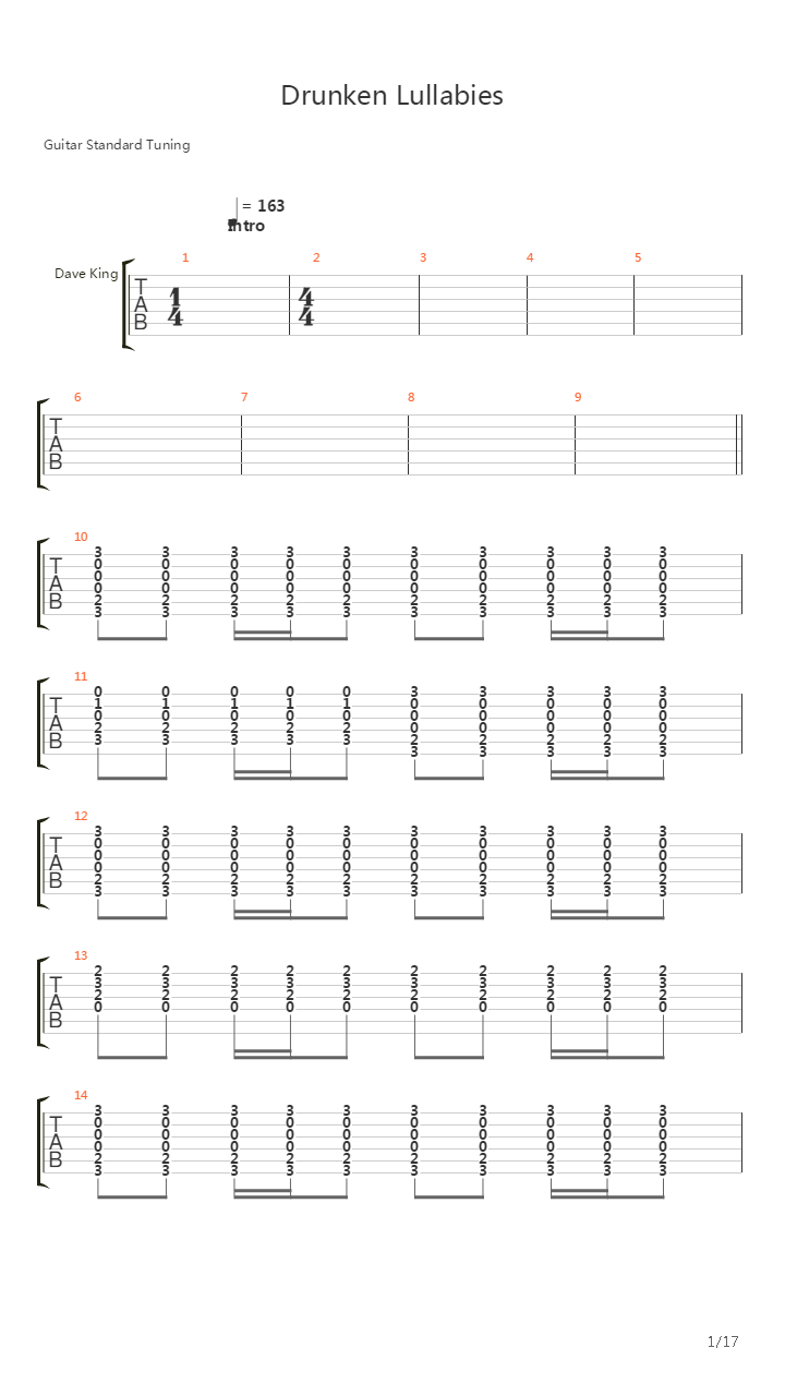 Drunken Lullabies吉他谱