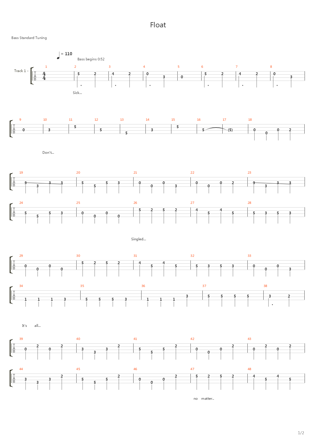 Float吉他谱