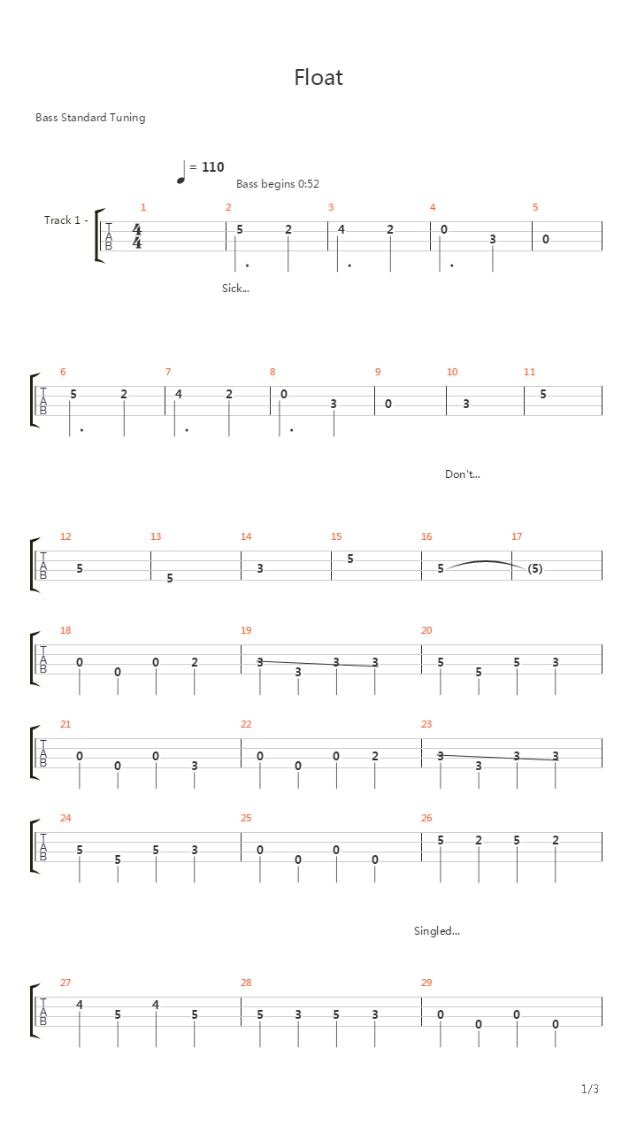 Float吉他谱