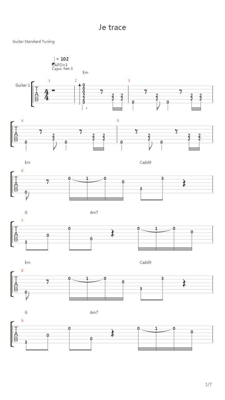 Je Trace吉他谱