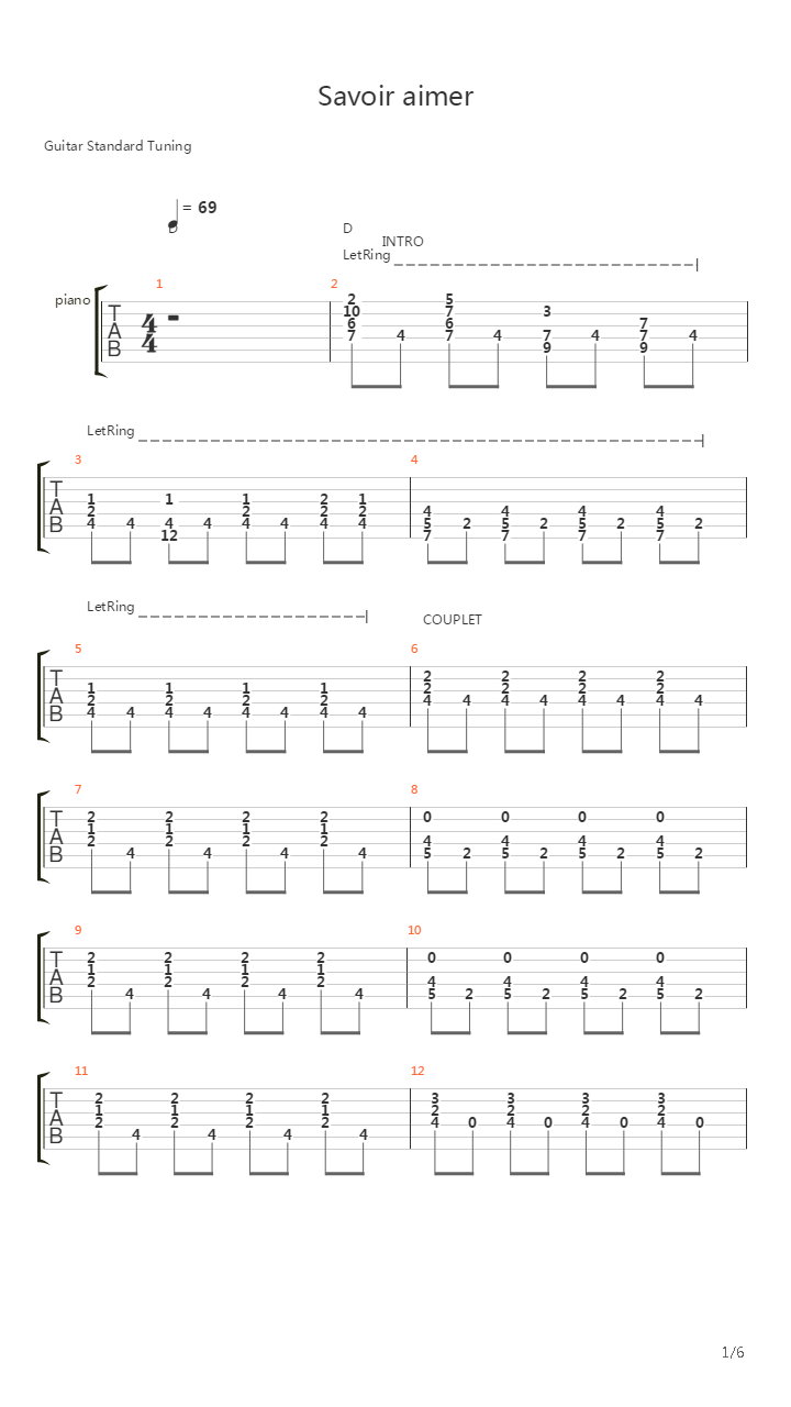 Savoir Aimer吉他谱