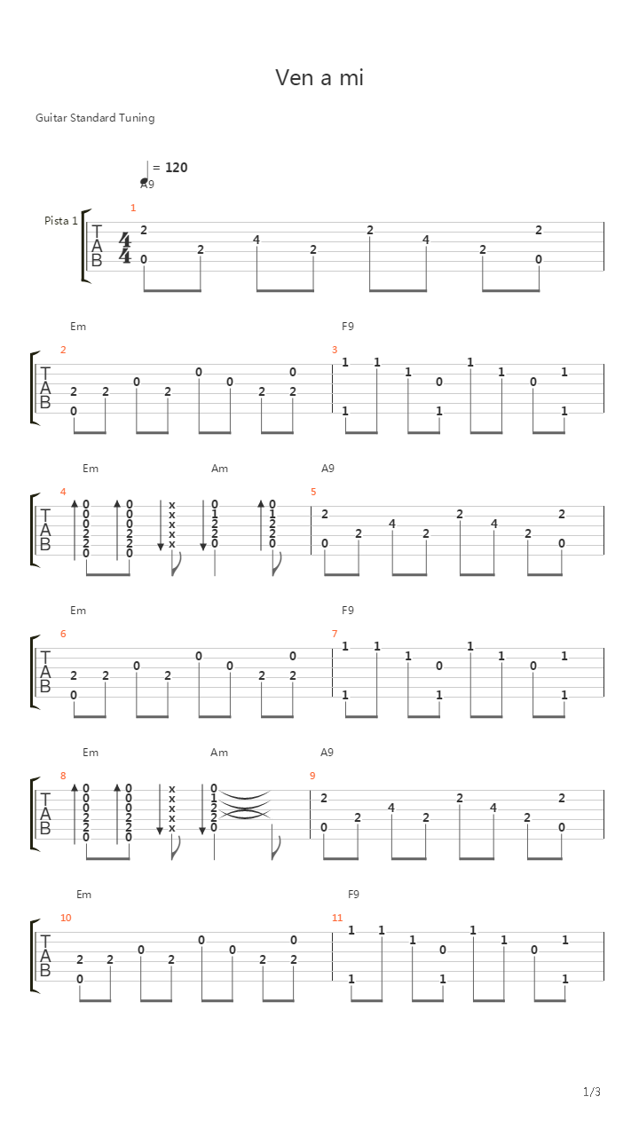 Ven A Mi吉他谱