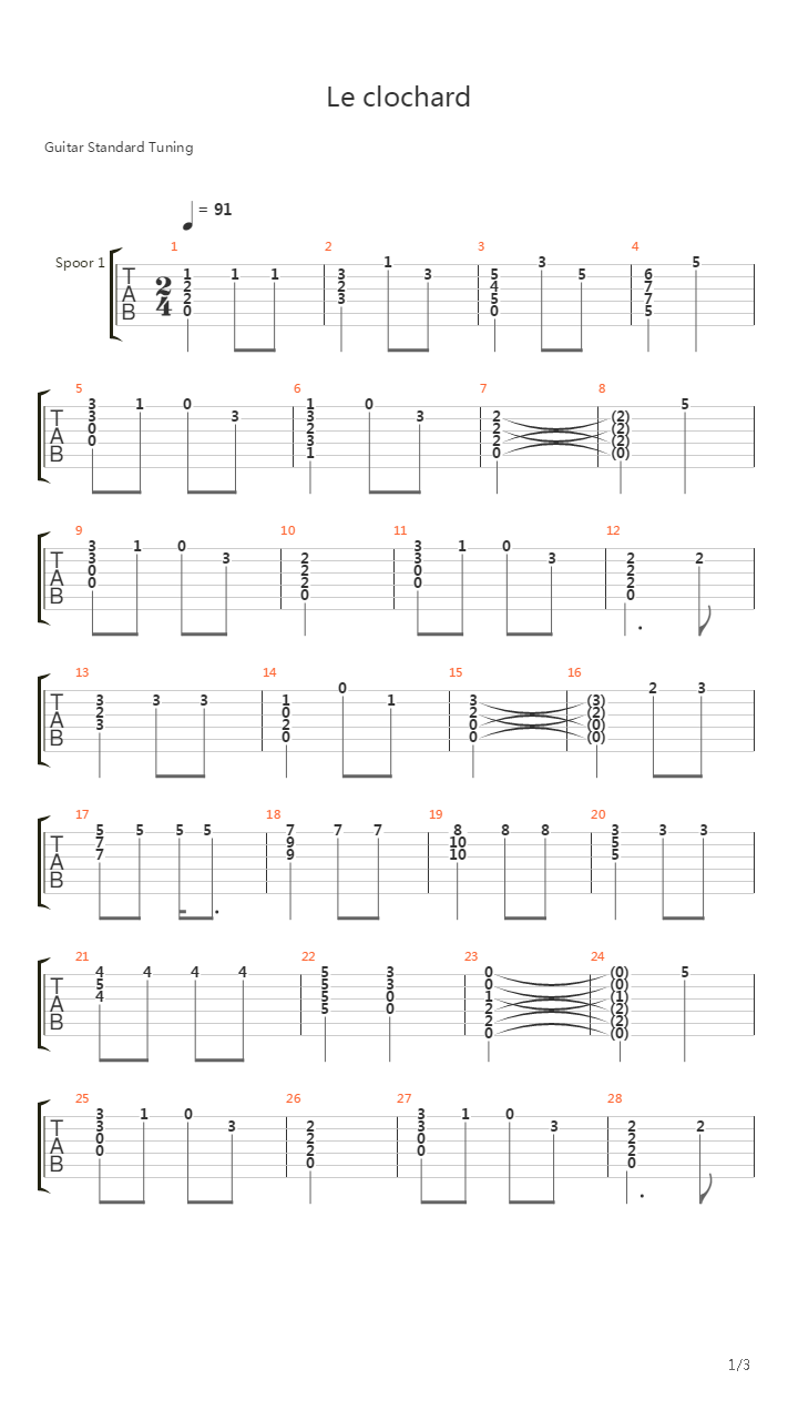 Le Clochard吉他谱