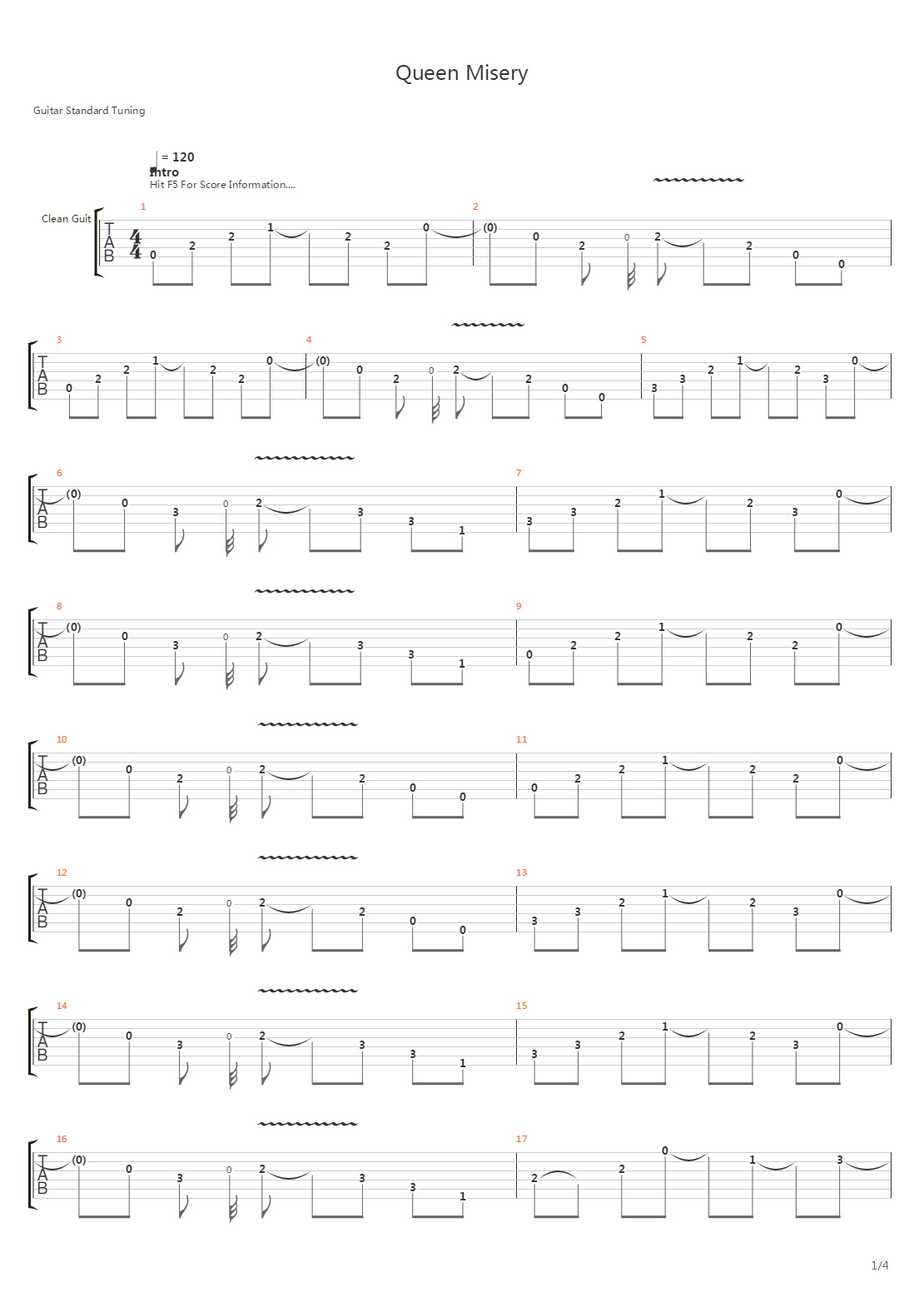 Queen Misery吉他谱