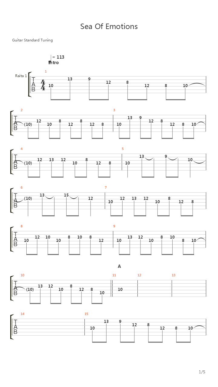 Sea Of Emotions吉他谱
