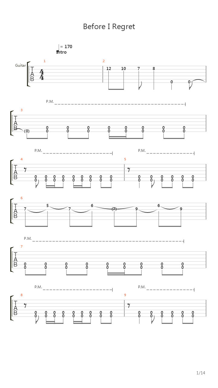 Before I Regret吉他谱