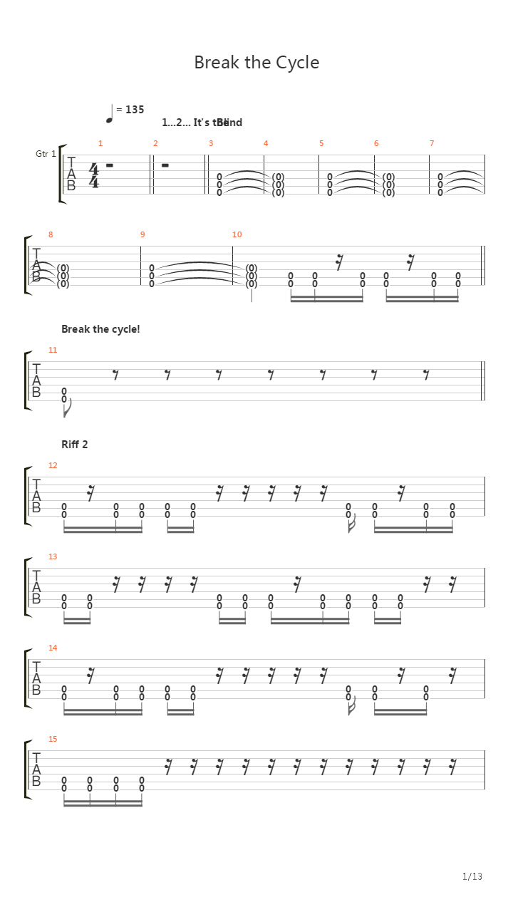 Break The Cycle吉他谱