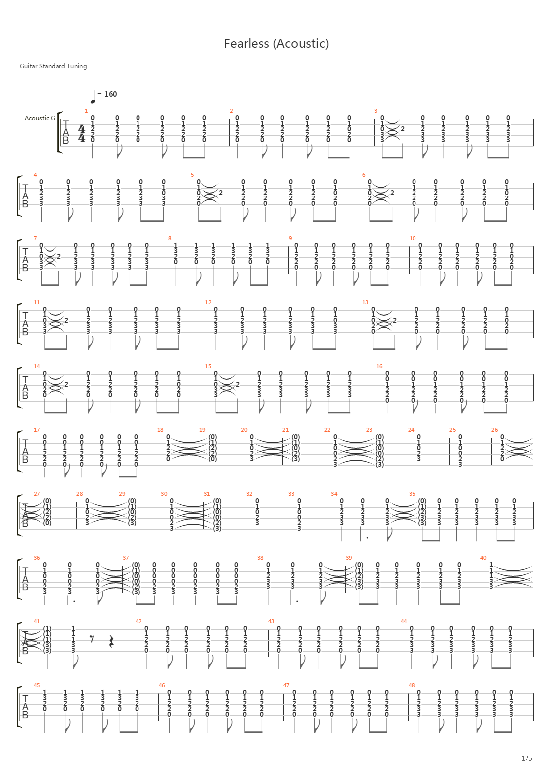 Fearless Acoustic吉他谱