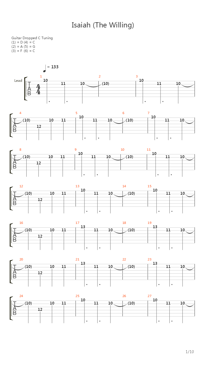 Isaiah The Willing吉他谱