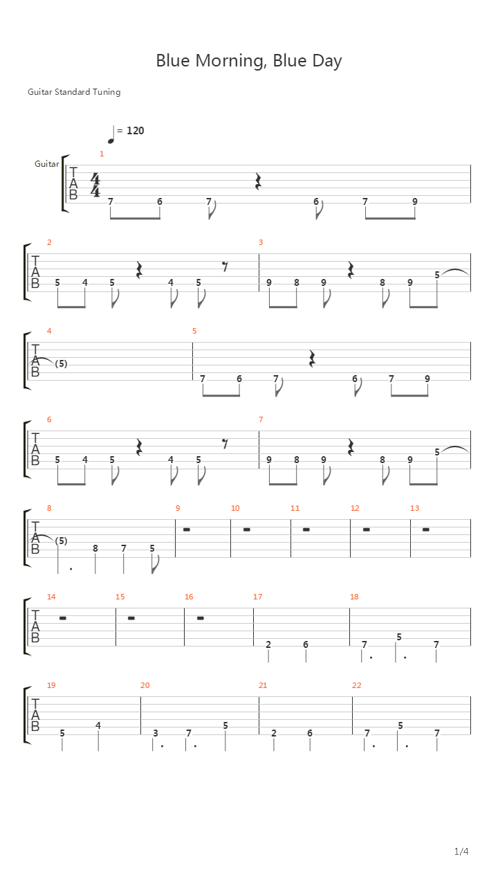 Blue Morning Blue Day吉他谱