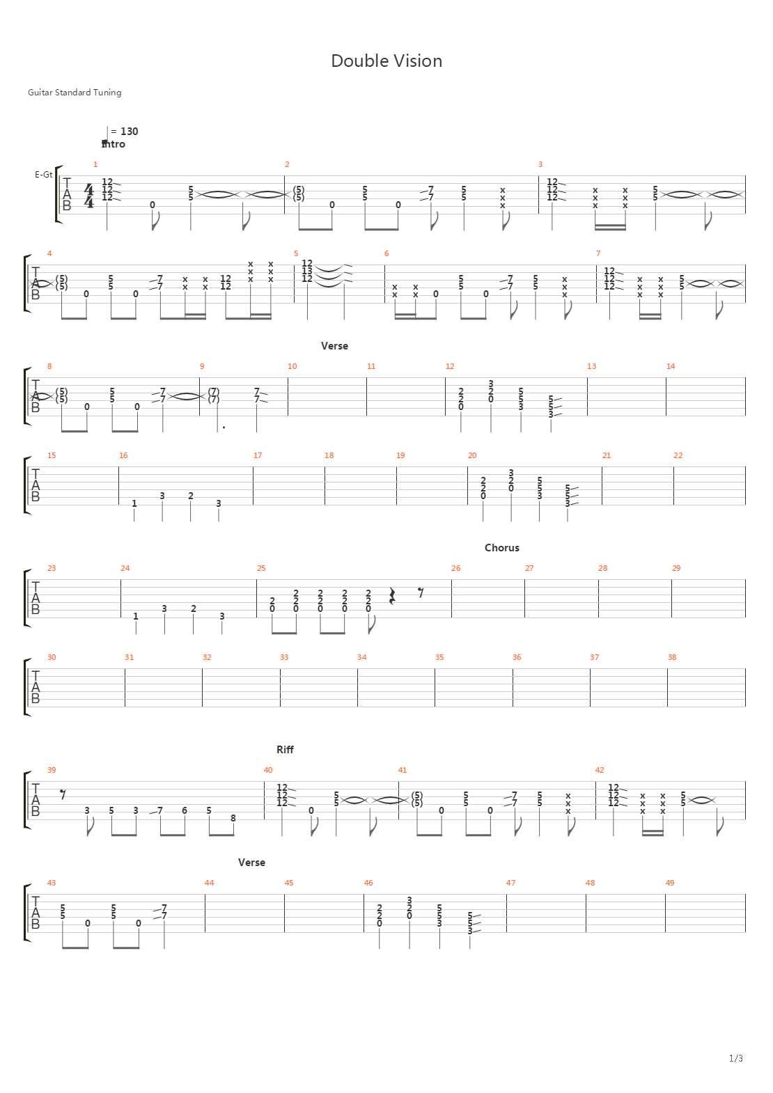 Double Vision吉他谱