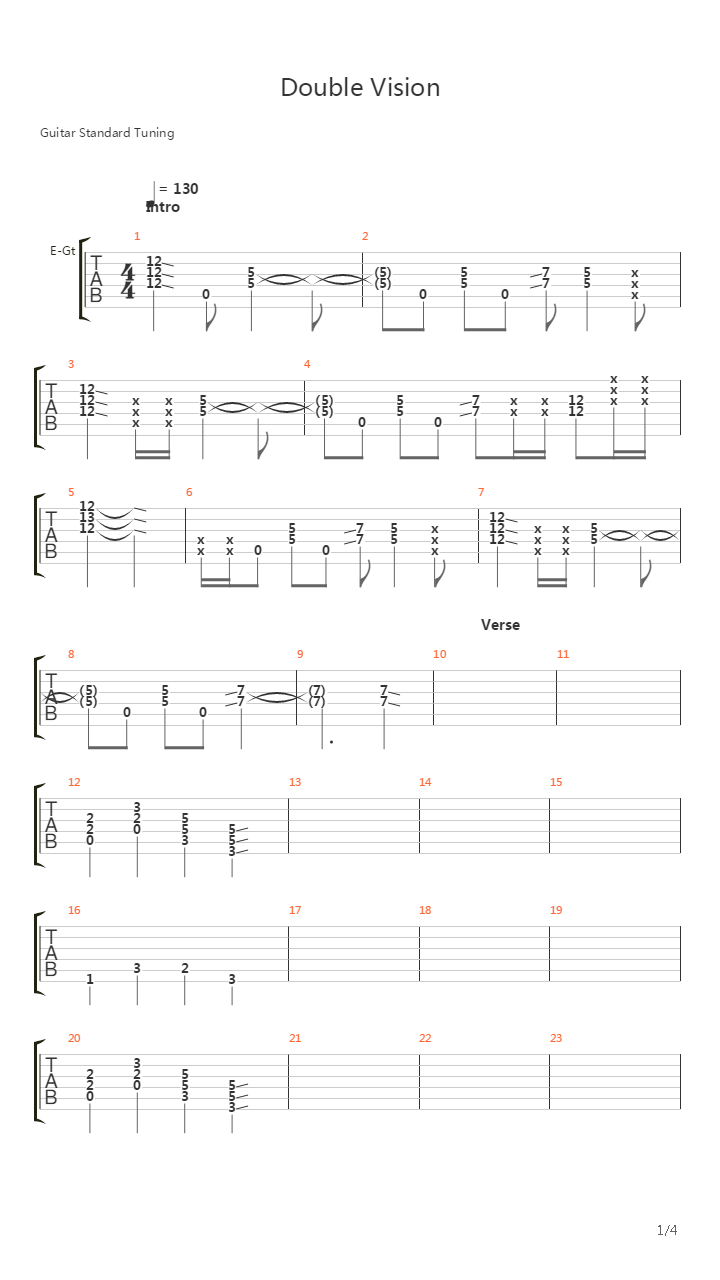 Double Vision吉他谱