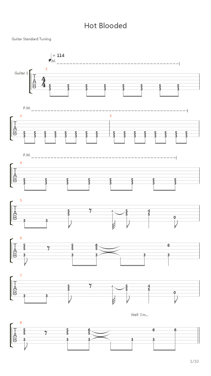 Hot Blooded吉他谱