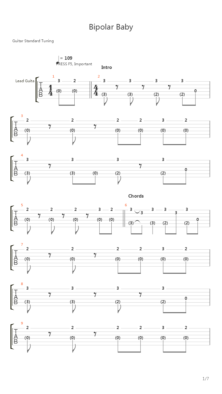 Bipolar Baby吉他谱