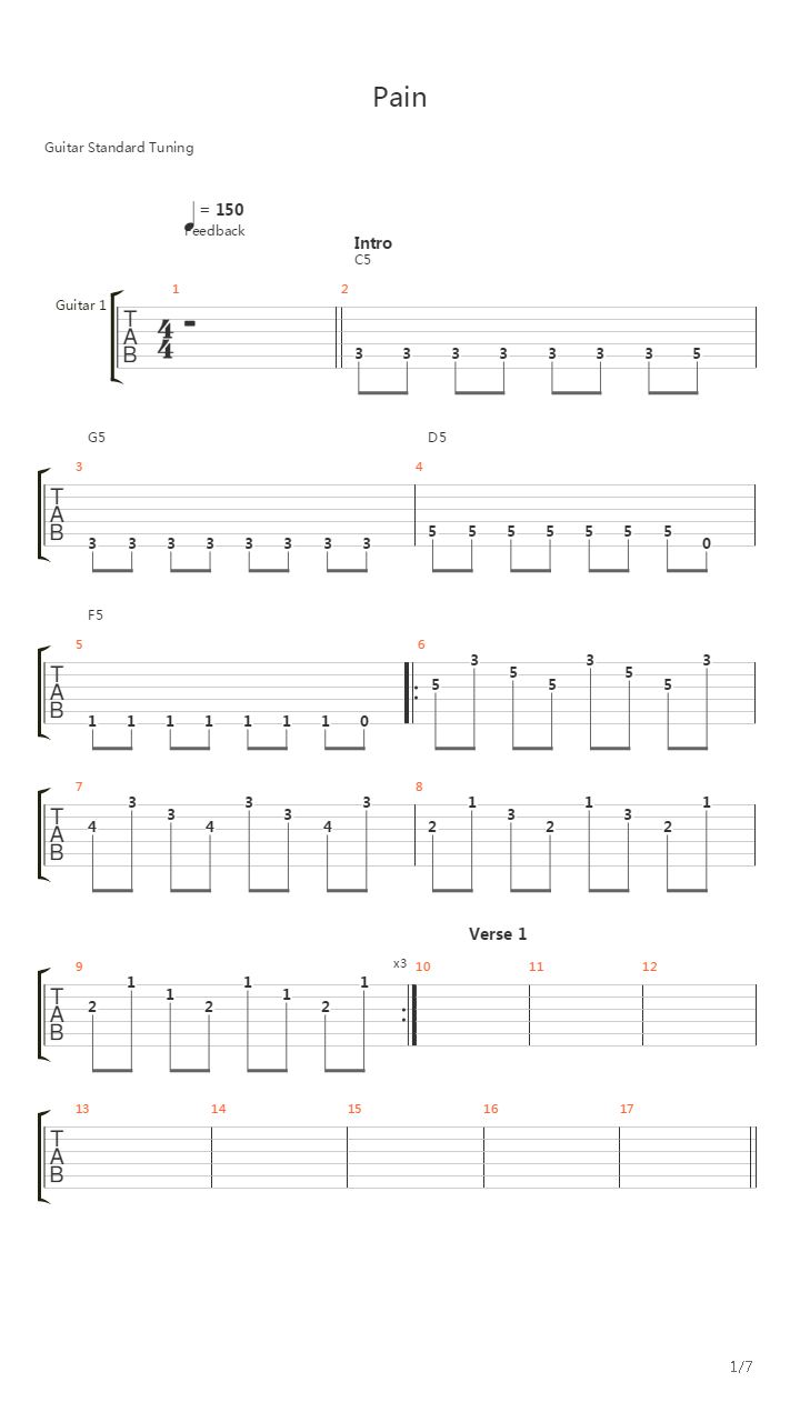 Pain吉他谱