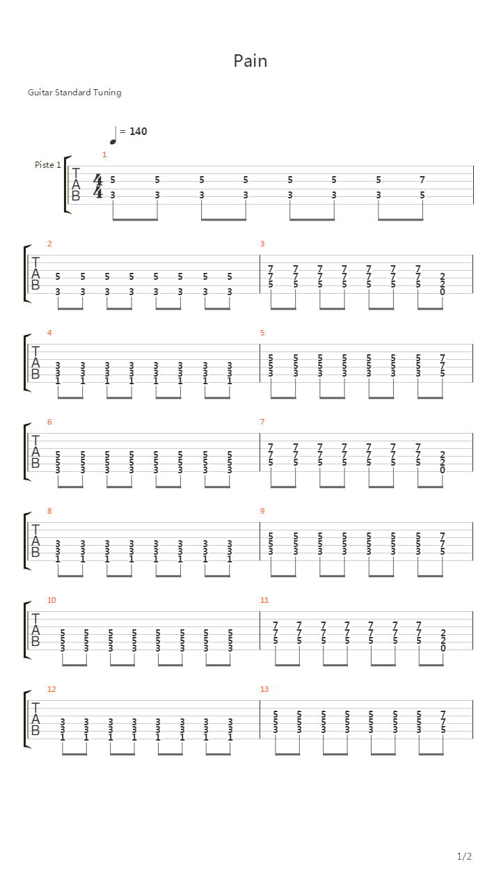 Pain吉他谱