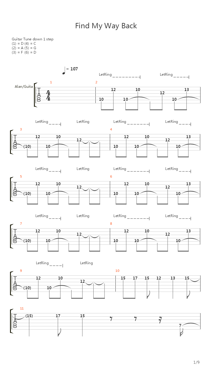 Find My Way Back吉他谱