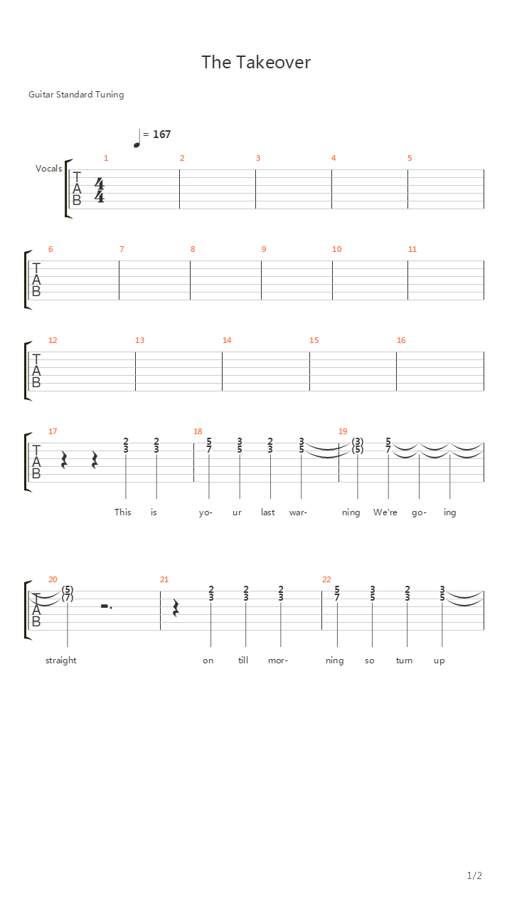 The Take Over吉他谱