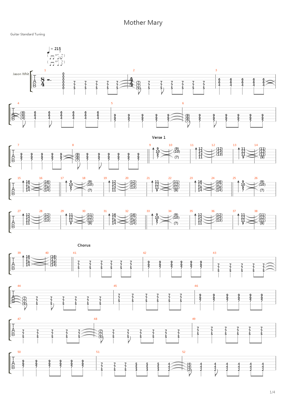 Mother Mary吉他谱