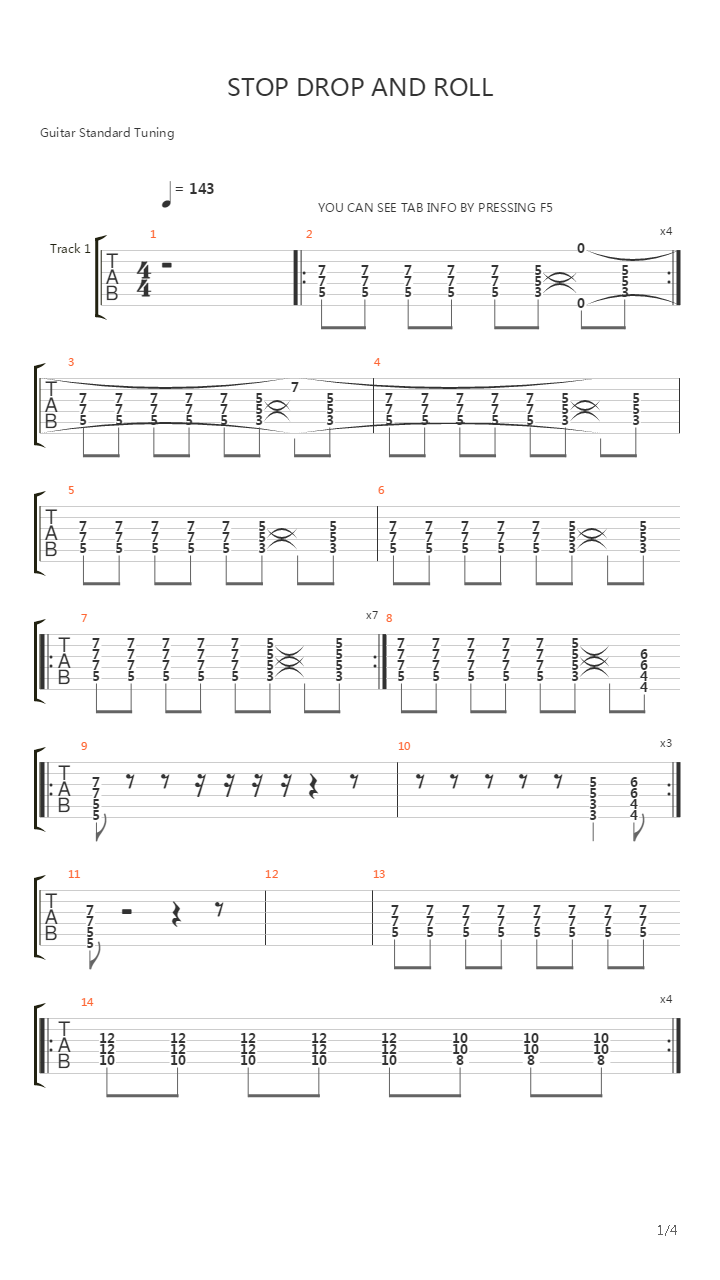 Stop Drop And Roll吉他谱