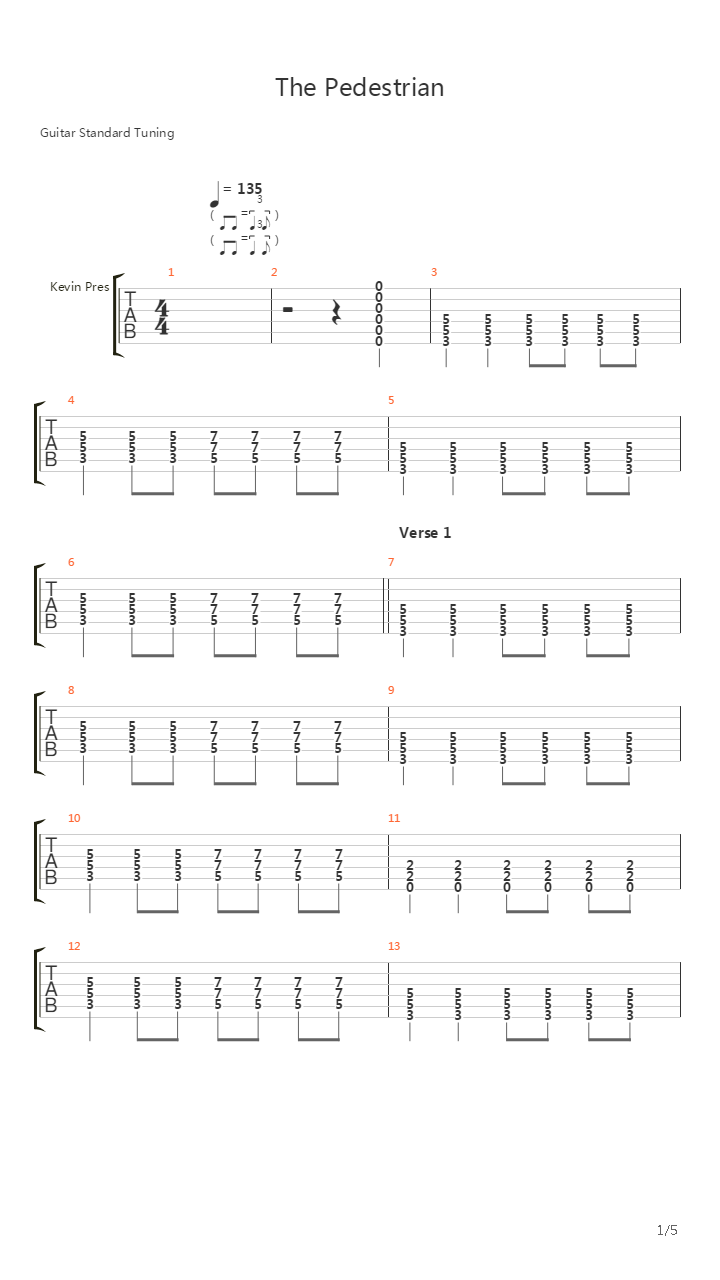 The Pedestrian吉他谱