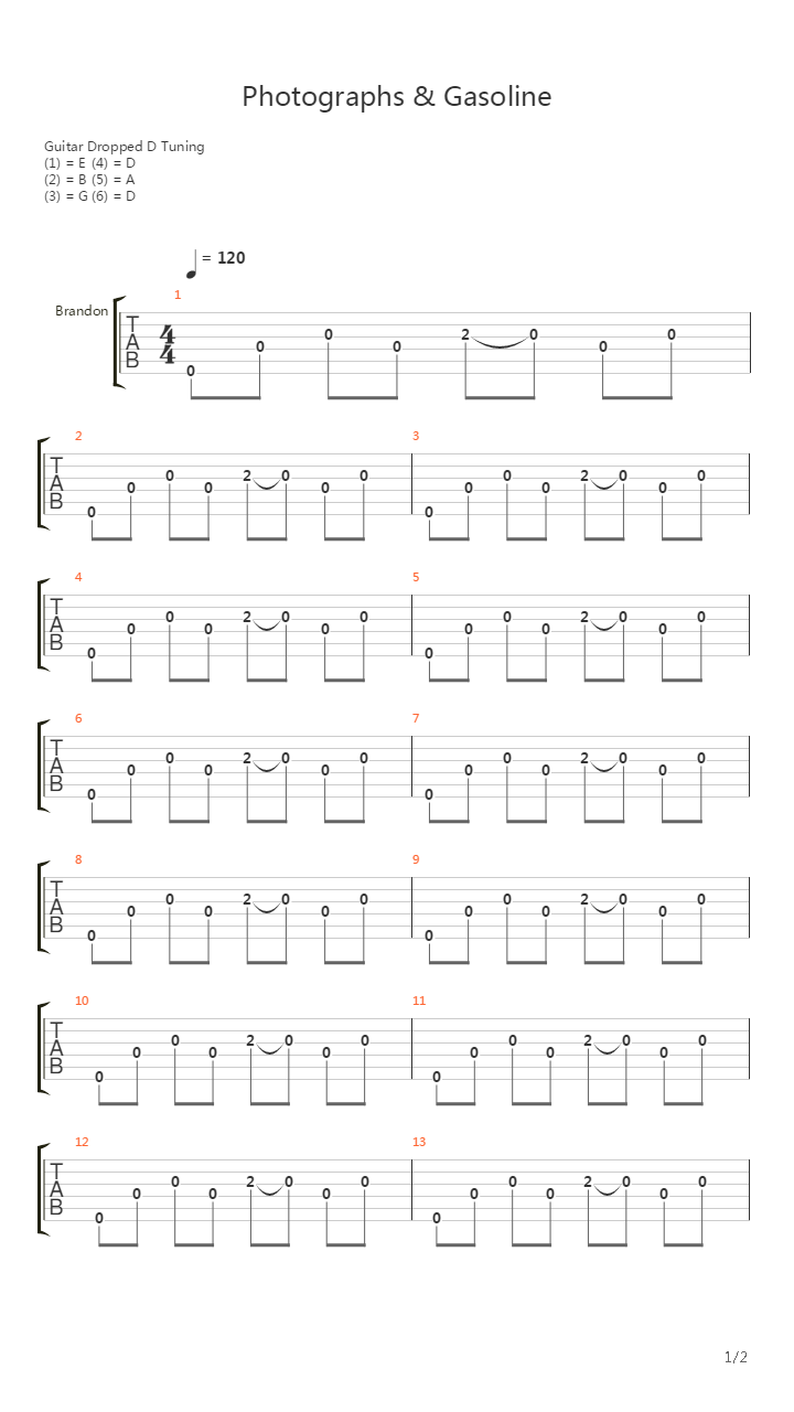 Photographs And Gasoline吉他谱