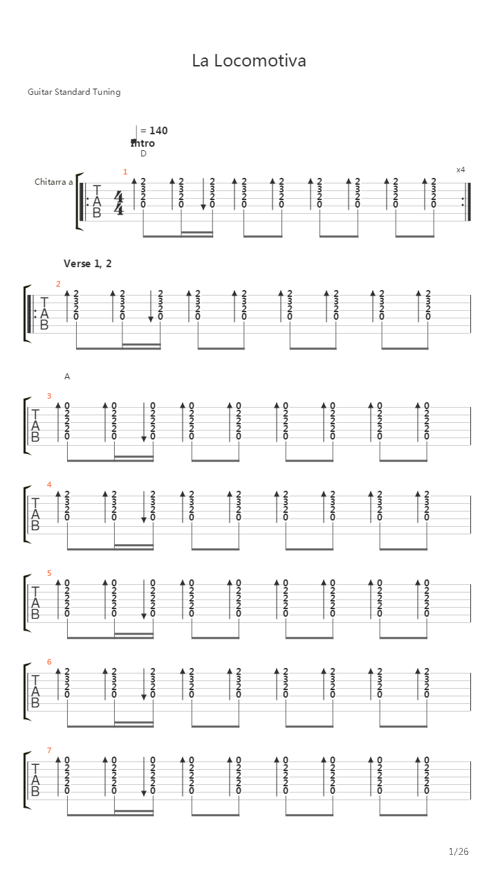 La Locomotiva吉他谱