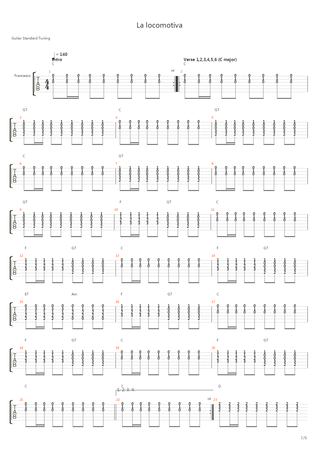 La Locomotiva吉他谱