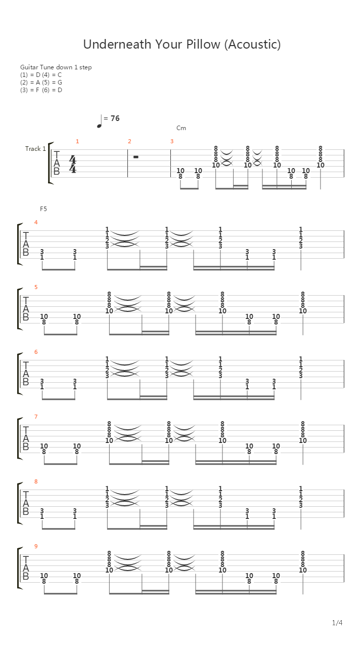 Underneath Your Pillow Acoustic吉他谱