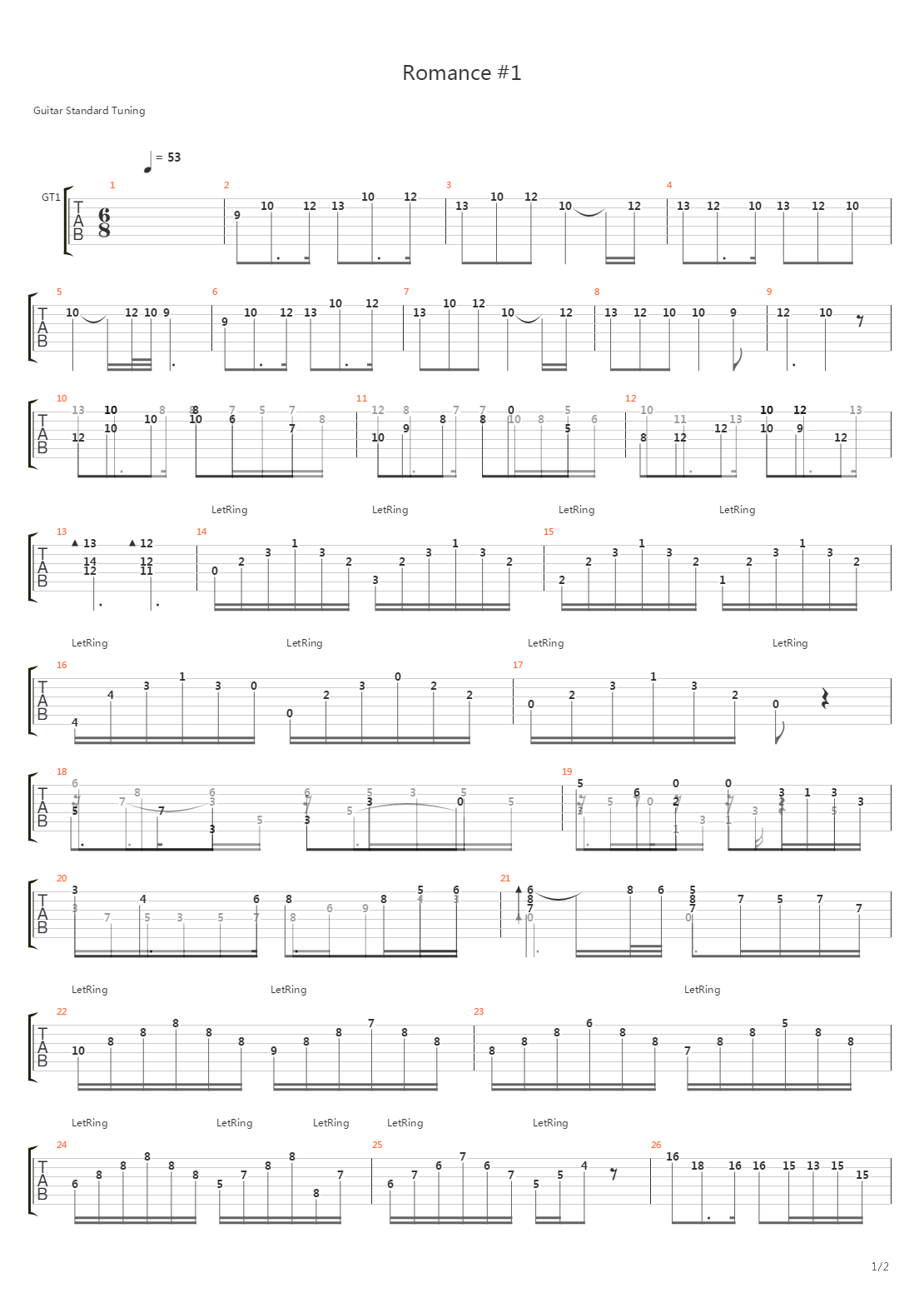 Romance No 1吉他谱