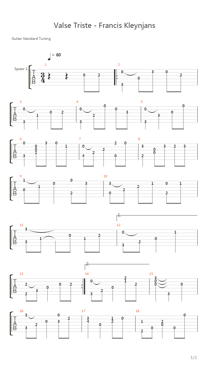 Valse Triste吉他谱