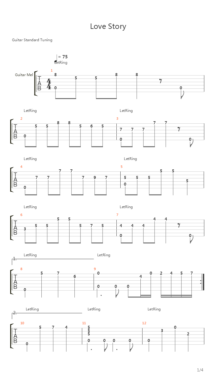 Love Story Theme吉他谱
