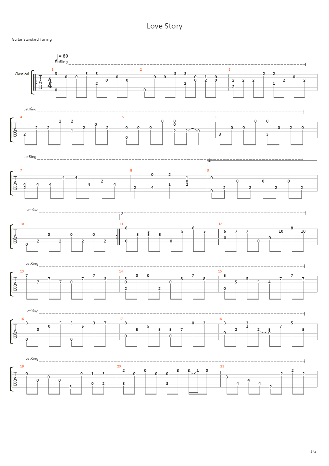Love Story Theme吉他谱