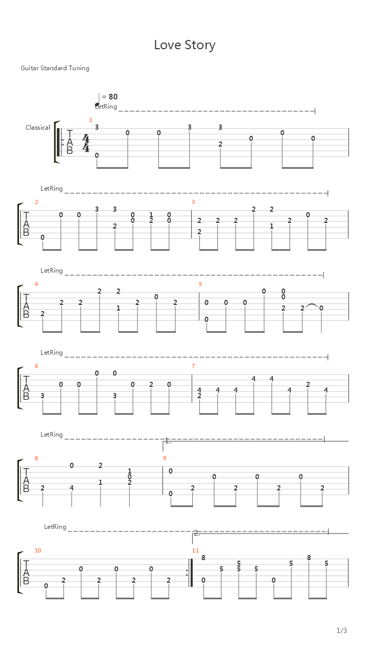 Love Story Theme吉他谱