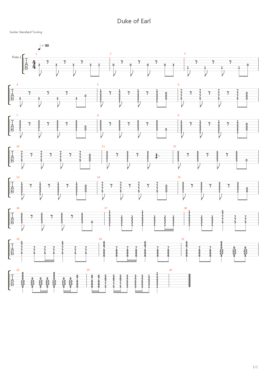 Duke Of Earl吉他谱