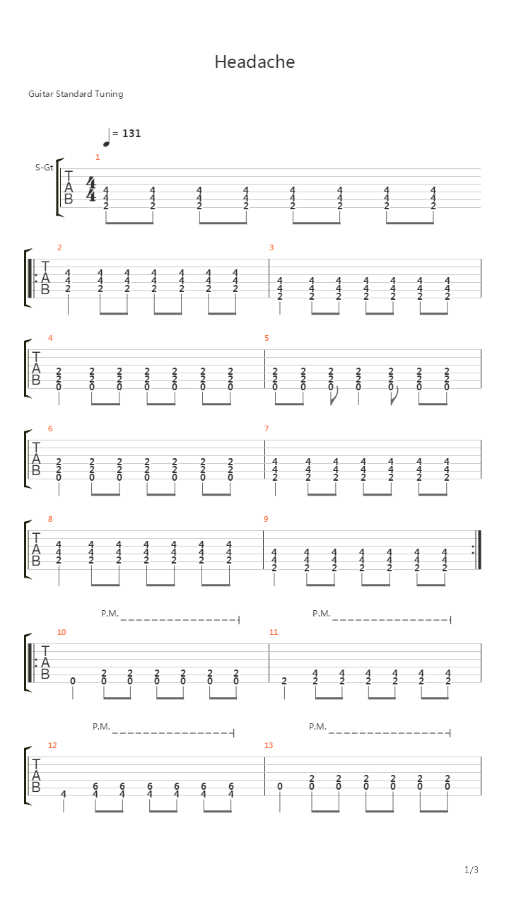 Headache吉他谱