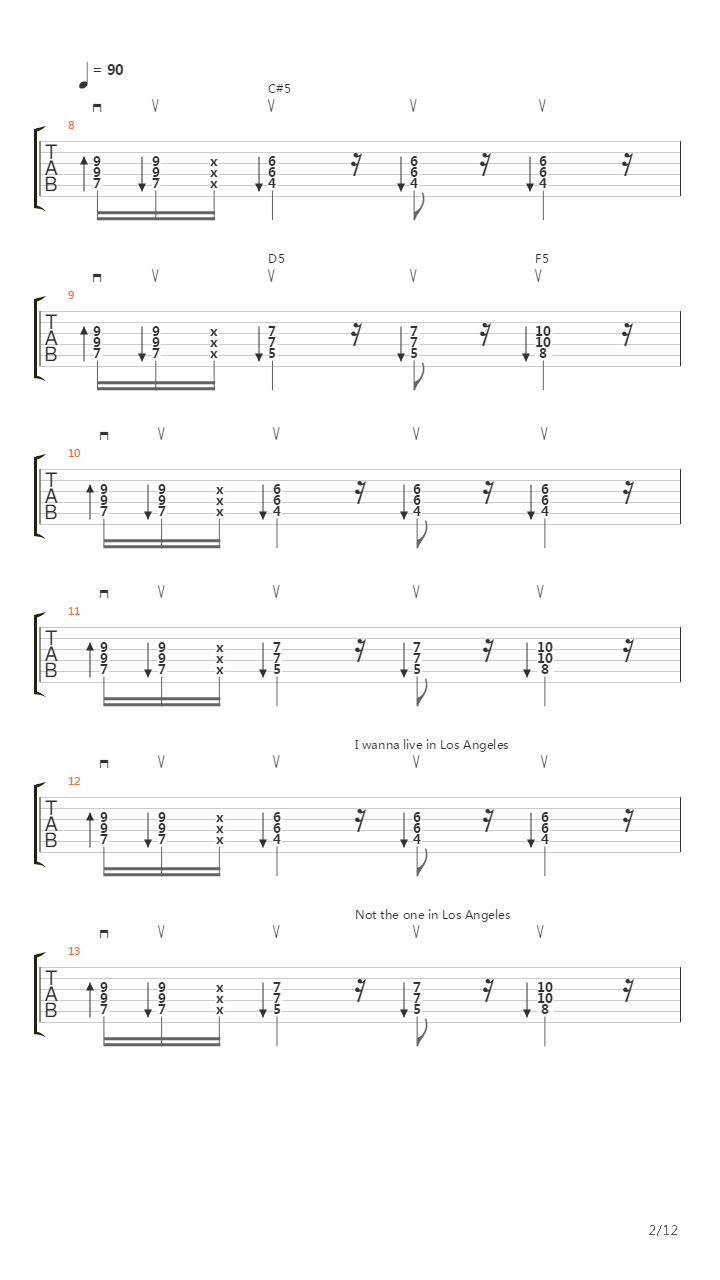 Los Angeles吉他谱