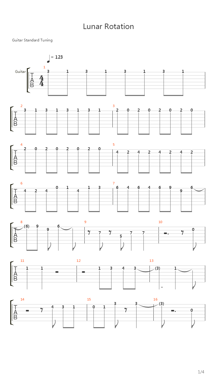 Lunar Rotation吉他谱