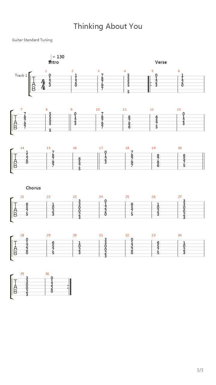 Thinking About You吉他谱