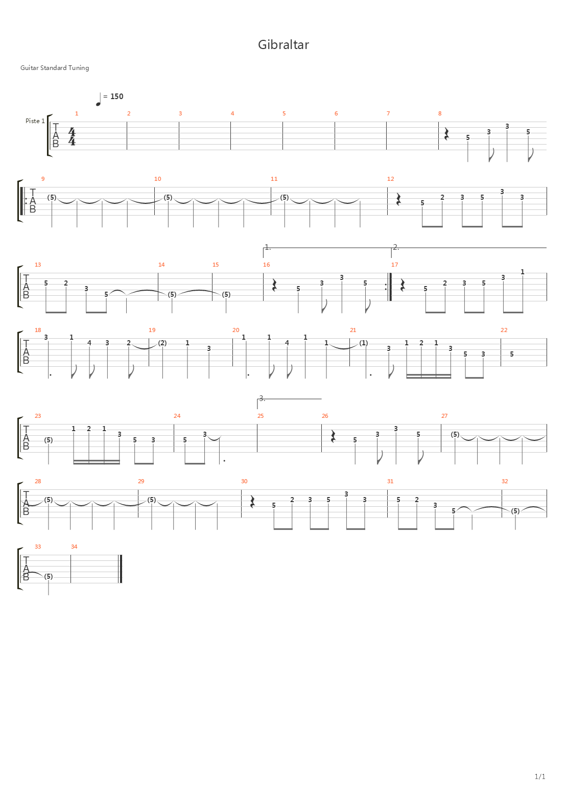 Gibraltar吉他谱