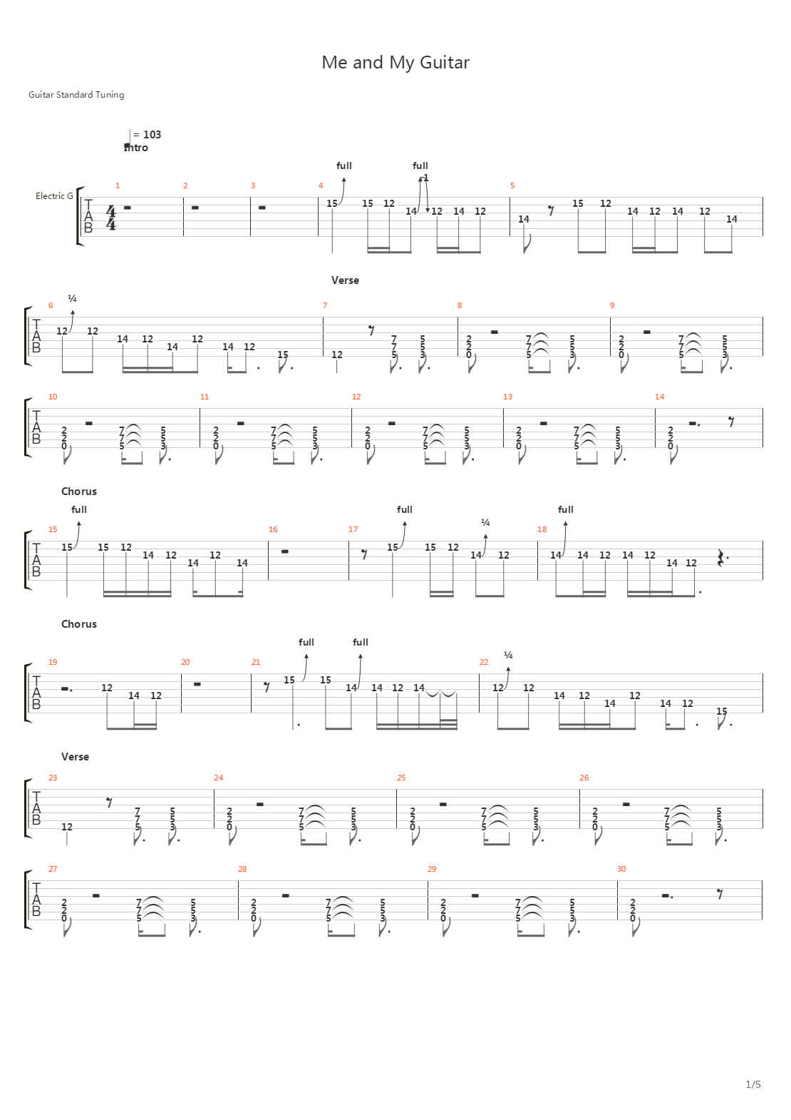 Me And My Guitar吉他谱