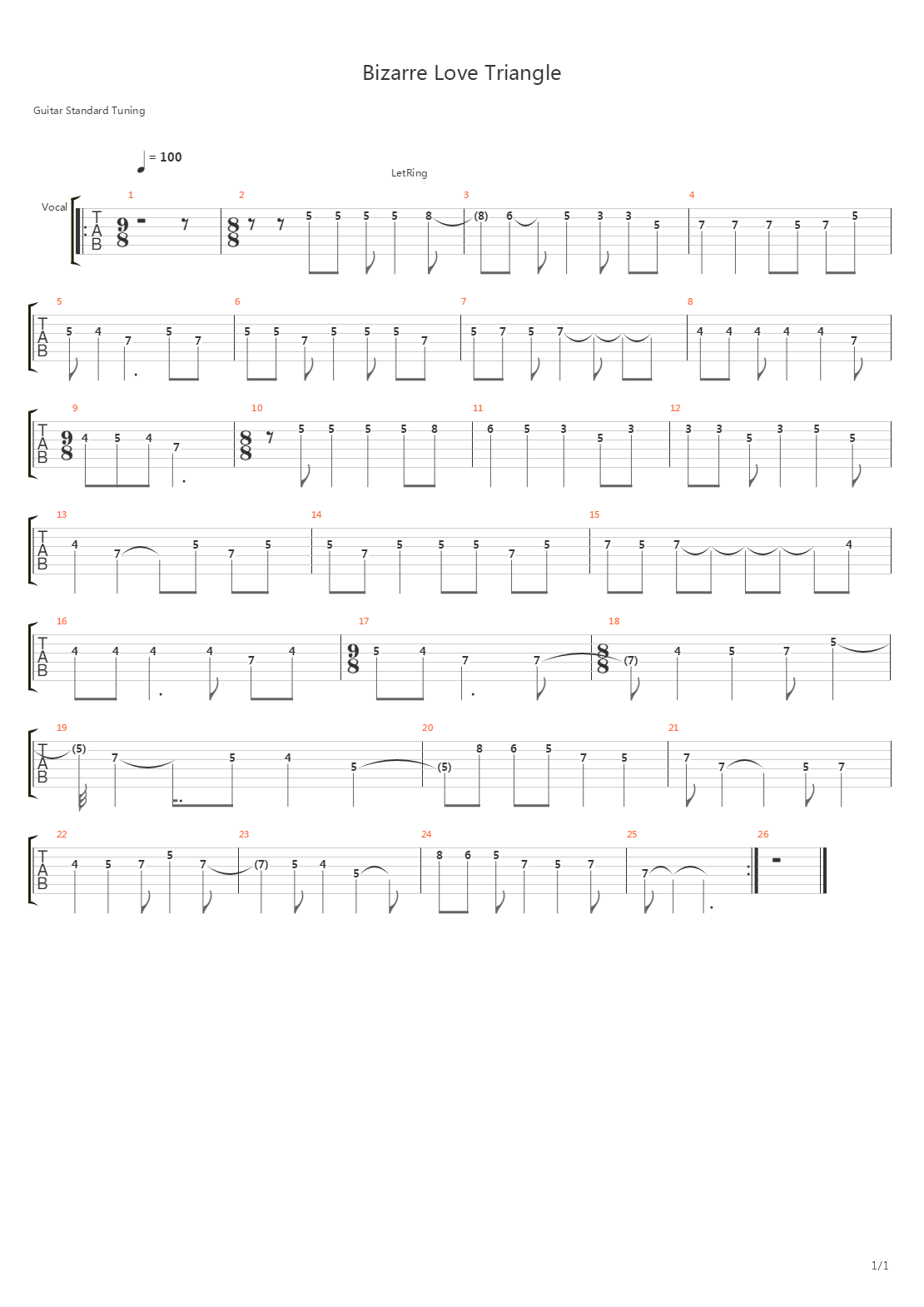 Bizarre Love Triangle吉他谱