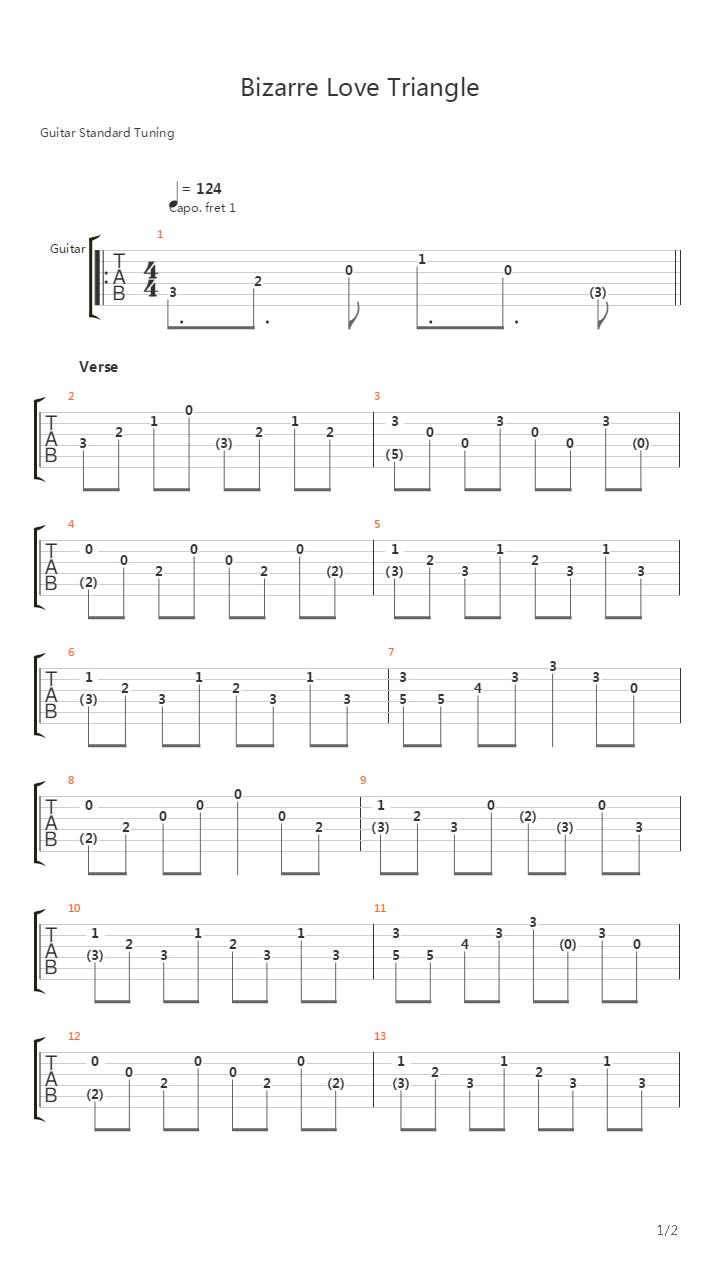 Bizarre Love Triangle吉他谱