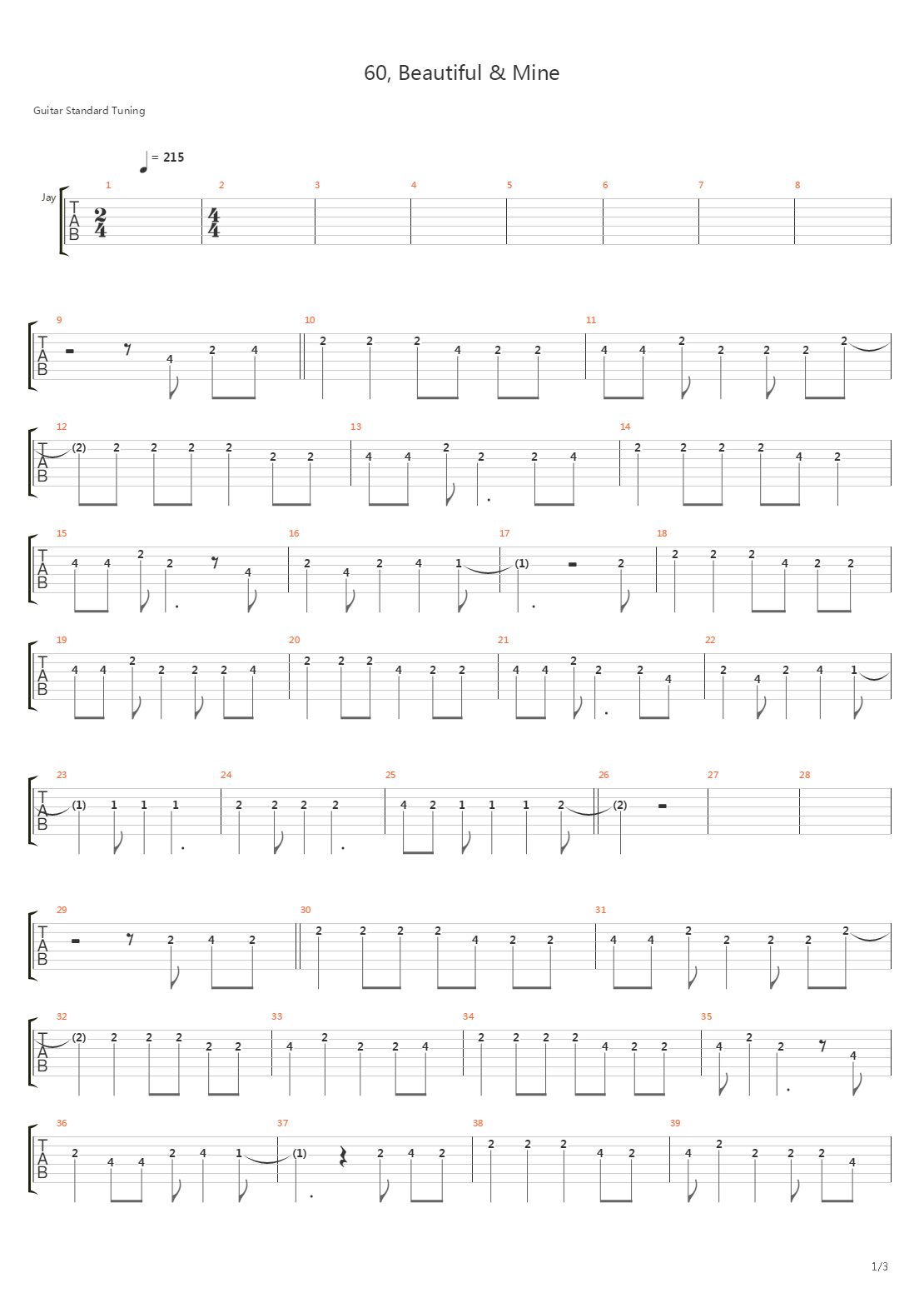 60 Beautiful And Mine吉他谱