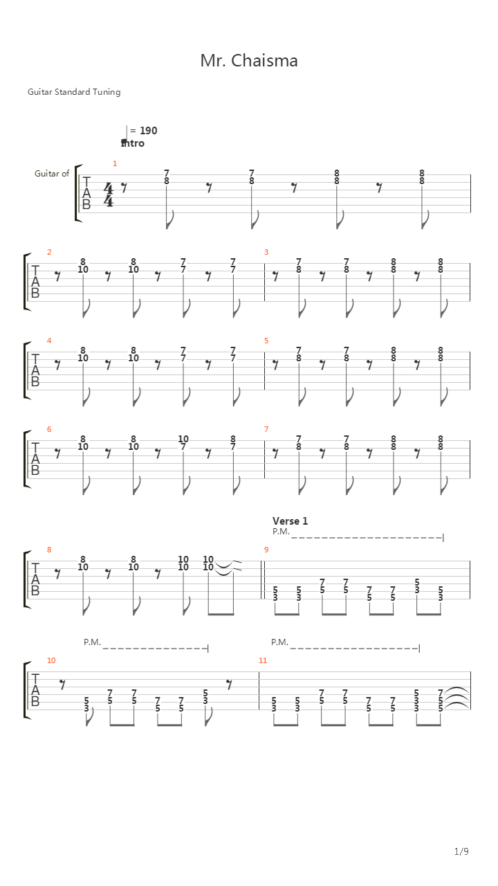 Mr Charisma吉他谱