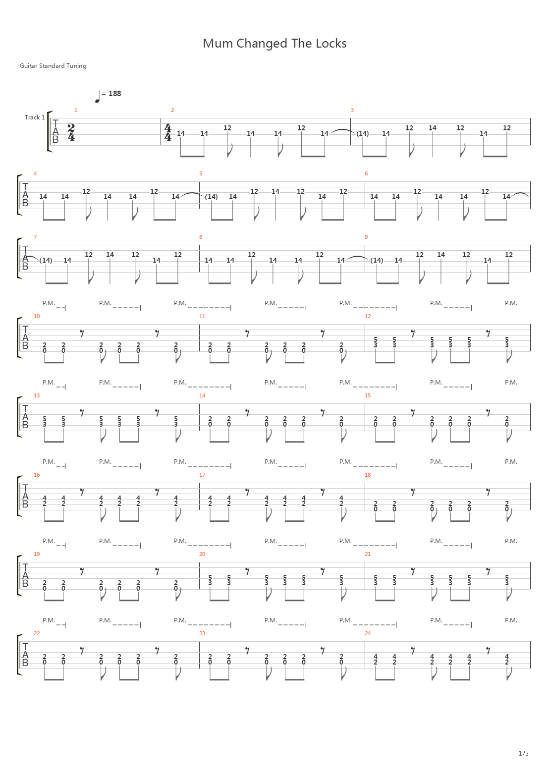Mum Changed The Locks吉他谱