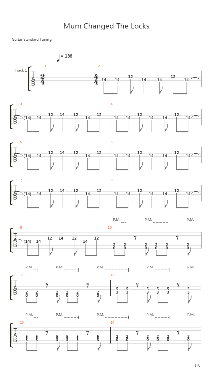 Mum Changed The Locks吉他谱