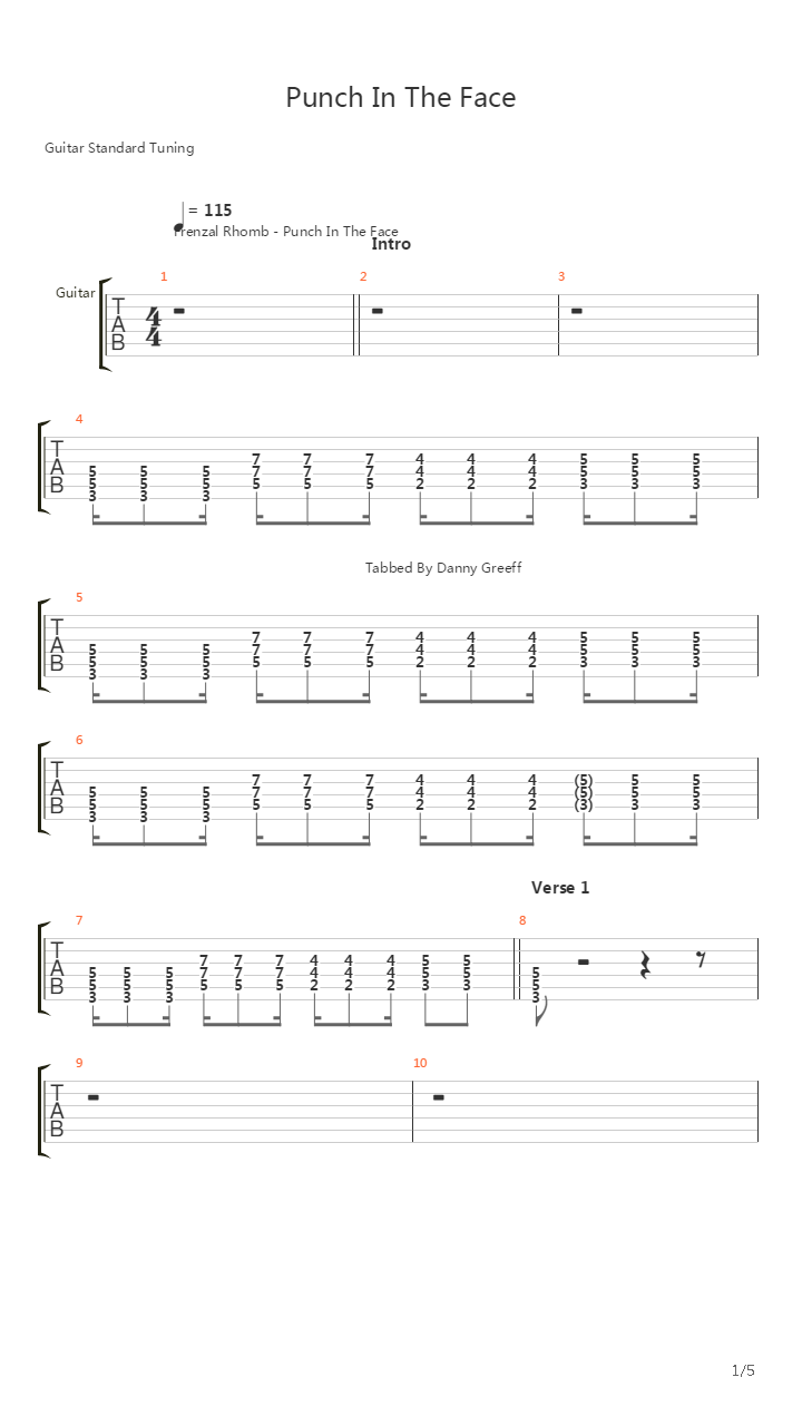 Punch In The Face吉他谱